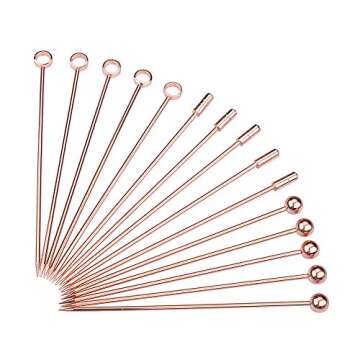 I-MART Stainless Steel Cocktail Picks - Set of 15 Elegant Martini Picks