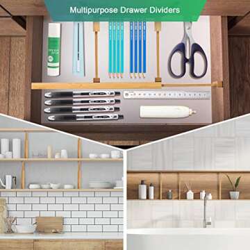 Adjustable Bamboo Kitchen Drawer Dividers - 4 Pack