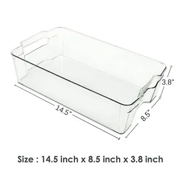 Vtopmart 4 Pack Clear Plastic Fridge Organizer Bins BPA Free
