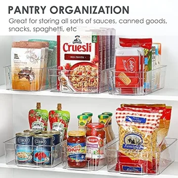 Vtopmart 4 Pack Clear Plastic Fridge Organizer Bins BPA Free