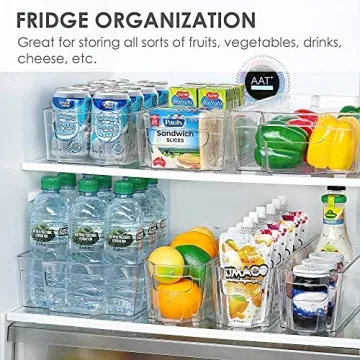 Vtopmart 4 Pack Clear Plastic Fridge Organizer Bins BPA Free