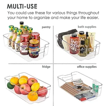 Vtopmart 4 Pack Clear Plastic Fridge Organizer Bins BPA Free