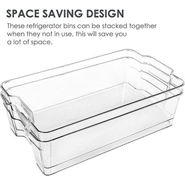 Vtopmart 4 Pack Clear Plastic Fridge Organizer Bins BPA Free