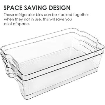 Vtopmart 4 Pack Clear Plastic Fridge Organizer Bins BPA Free