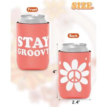 12-Pack Retro Bachelorette Party Can Cooler 70s Theme Beverage Sleeves Favor for Disco Bridal Shower Party Supplies Hippies Groovy Party Decorations