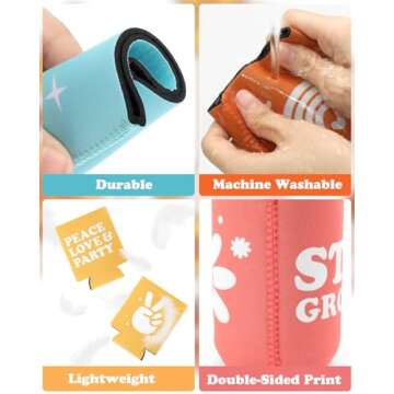 12-Pack Retro Bachelorette Party Can Cooler 70s Theme Beverage Sleeves Favor for Disco Bridal Shower Party Supplies Hippies Groovy Party Decorations