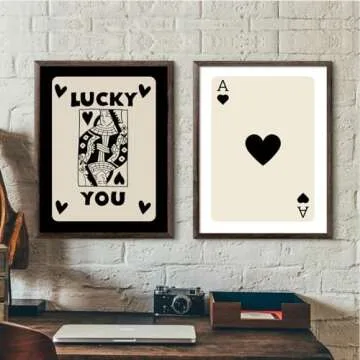 Trendy Retro Wall Art Set Of 2, Retro Trendy Aesthetic Print, Black Ace Card Poster Aesthetic Art , Lucky You Poster, Trendy Wall Art, Funny Art Digital 16x24inch Unframed