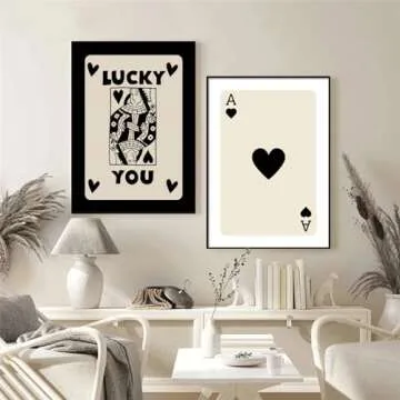 Trendy Retro Wall Art Set Of 2, Retro Trendy Aesthetic Print, Black Ace Card Poster Aesthetic Art , Lucky You Poster, Trendy Wall Art, Funny Art Digital 16x24inch Unframed