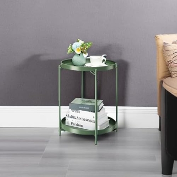 Danpinera 2 Tier Metal Side Table with Removable Tray