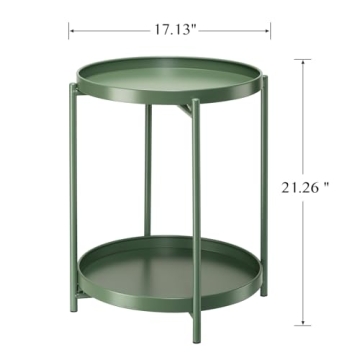 Danpinera 2 Tier Metal Side Table with Removable Tray