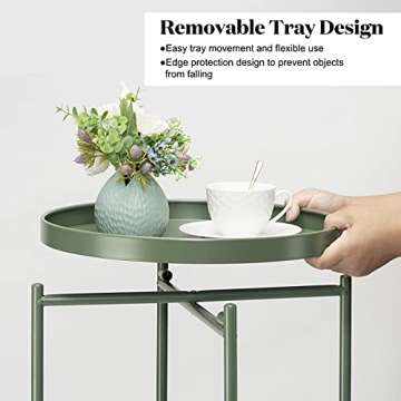 Danpinera 2 Tier Metal Side Table with Removable Tray