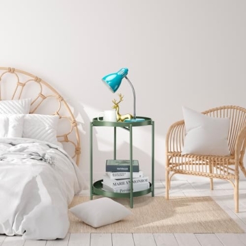 Danpinera 2 Tier Metal Side Table with Removable Tray