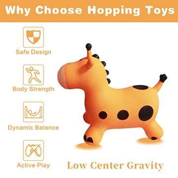 HotMax Bouncy Horse, Inflatable Bouncing Animals Hopper for Toddlers or Kids, Ride on Rubber Jumping Toys for Boy or Girl Birthday Gift (Giraffe)