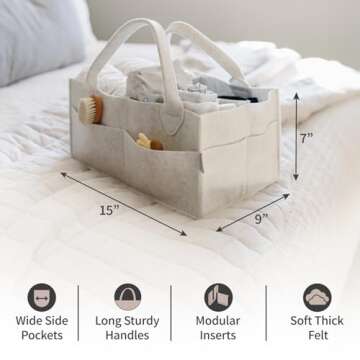 PUTSKA Baby Diaper Caddy Organizer - Nursery Storage Basket for Diaper Station, Baby Basket Shower G...