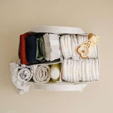 PUTSKA Baby Diaper Caddy Organizer - Nursery Storage Basket for Diaper Station, Baby Basket Shower Gift List and Registry Must-Have, Newborn Essentials, Nursery Decor for Boy or Girl - White, Regular