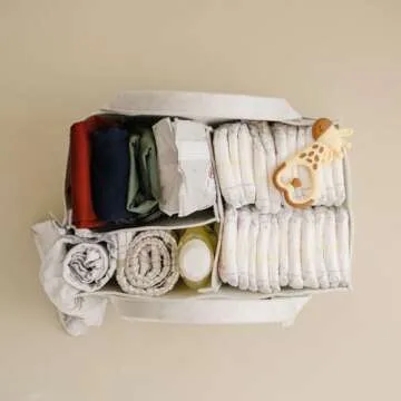 PUTSKA Baby Diaper Caddy Organizer - Nursery Storage Basket for Diaper Station, Baby Basket Shower Gift List and Registry Must-Have, Newborn Essentials, Nursery Decor for Boy or Girl - White, Regular