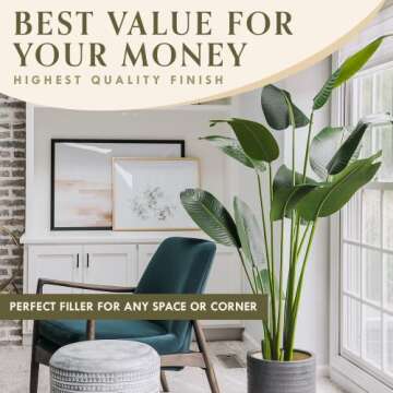 FOREVER LEAF 5 Feet Bird of Paradise Artificial Plant, Includes Black Planter, Realistic Banana Shaped Leaves, Large Faux Floor Plants for Living Room, Perfect Silk Plants for Home Decor Indoor