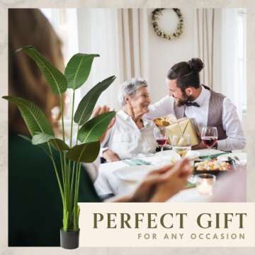 FOREVER LEAF 5 Feet Bird of Paradise Artificial Plant, Includes Black Planter, Realistic Banana Shaped Leaves, Large Faux Floor Plants for Living Room, Perfect Silk Plants for Home Decor Indoor