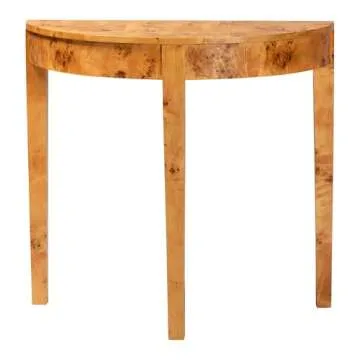bali & pari Jihan Real Burl Wood Console Half-Moon Design, Accent Table, Orange Mappa