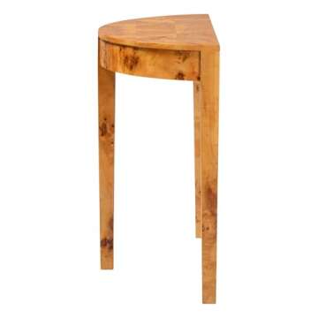 Jihan Real Burl Wood Console Half-Moon Accent Table