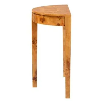 Jihan Real Burl Wood Console Half-Moon Accent Table