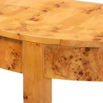 Jihan Real Burl Wood Console Half-Moon Accent Table