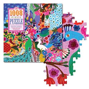 eeBoo: Piece and Love Peacock Garden 1000-piece Square Adult Jigsaw Puzzle, Jigsaw Puzzle for Adults and Families, Includes Glossy, Sturdy Pieces and Minimal Puzzle Dust