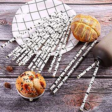 Shukii 100pcs Biodegradable Paper Straws Coffee Stirrers Drinking for Bubble Tea Juice Birthday Pape...