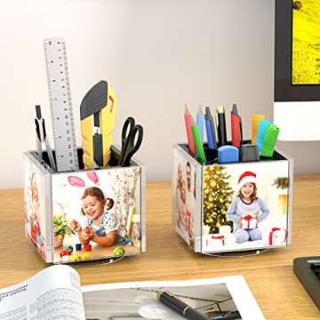 HIIMIEI Rotating Acrylic Pen Holder for Desk