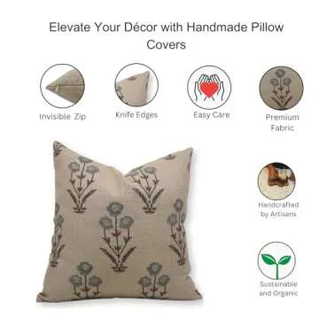 Fabritual Floral Block Print Linen Pillow Covers