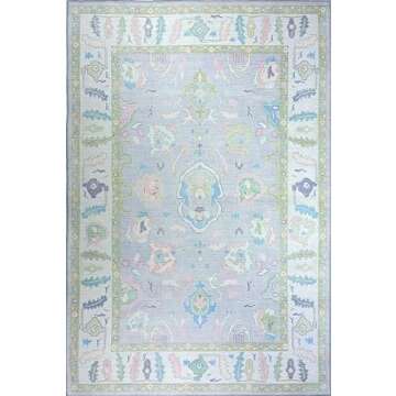 Modern Oushak Rug, Vintage Turkish Oriental Inspired Small Area Rugs, Doormat Luxury Living Room Bedroom Bathroom Kitchen Entry 2' x 3'