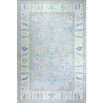 Modern Oushak Rug, Vintage Turkish Oriental Inspired Small Area Rugs, Doormat Luxury Living Room Bedroom Bathroom Kitchen Entry 2' x 3'