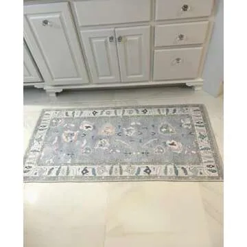 Modern Oushak Rug, Vintage Turkish Oriental Inspired Small Area Rugs, Doormat Luxury Living Room Bedroom Bathroom Kitchen Entry 2' x 3'