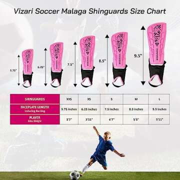 Vizari Malaga Soccer Shin Guard for Kids| Youth Soccer Shin Guard | Lightweight and Breathable Child Calf Protective Gear Soccer Equipment | Pink | X - Small
