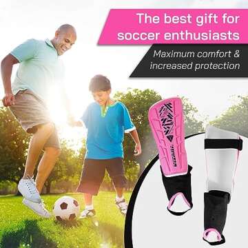 Vizari Malaga Soccer Shin Guard for Kids| Youth Soccer Shin Guard | Lightweight and Breathable Child Calf Protective Gear Soccer Equipment | Pink | X - Small