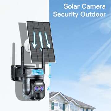 4K Solar Security Cameras: 360° Wireless Outdoor PTZ Camera with Night Vision