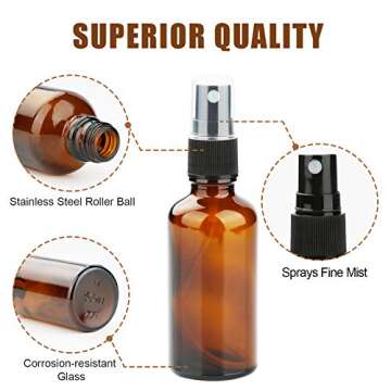 Maredash Amber Glass Spray Bottles - 16 Pack Essential Oil Storage