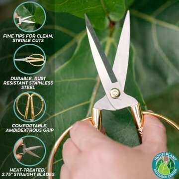 Premium Houseplant Scissors | 100% Stainless Steel and Comfortable Design for All Plant Lovers