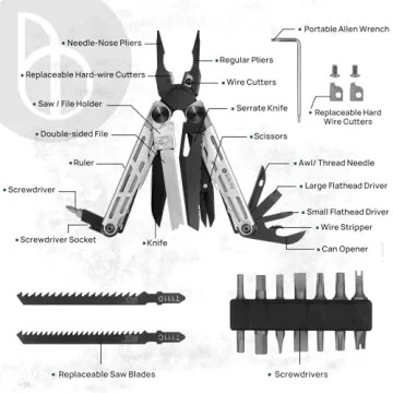 BIBURY Multitool Pro with 31 Tools for Camping and Survival