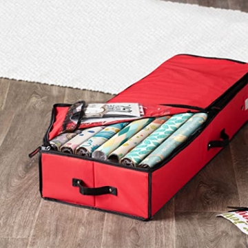 Durable Christmas Wrapping Paper Storage Bag with Pockets
