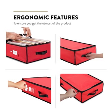 Durable Christmas Wrapping Paper Storage Bag with Pockets