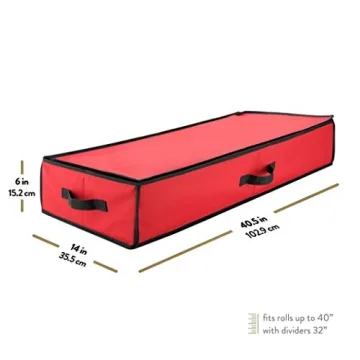 Durable Christmas Wrapping Paper Storage Bag with Pockets