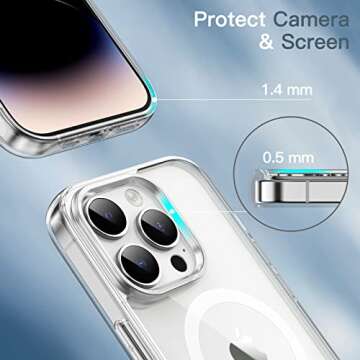 JETech Magnetic Case for iPhone 14 Pro Max 6.7-Inch Compatible with MagSafe Wireless Charging, Shockproof Phone Bumper Cover, Anti-Scratch Clear Back (Clear)