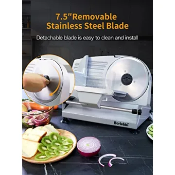 200W Electric Food Slicer with Adjustable Thickness and Blades