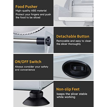 200W Electric Food Slicer with Adjustable Thickness and Blades