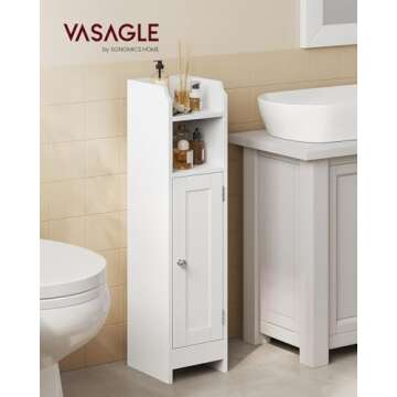 VASAGLE Small Bathroom Storage Corner Floor Cabinet with Door and Shelves, Bathroom Storage Organize...