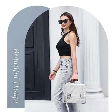 Joligrace Makeup Train Case - Portable Marble Organizer