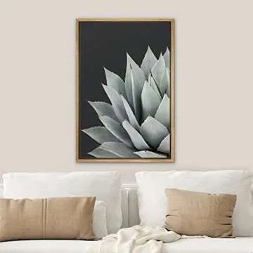 SIGNWIN Framed Canvas Art Ash Green Agave Succulent