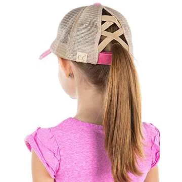 Funky Junque Kids Ponytail Trucker Hat for Girls 4-10