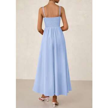 PRETTYGARDEN Women's Smocked Maxi Dresses 2025 Summer Beach Sundress Casual Spaghetti Strap Swing A ...